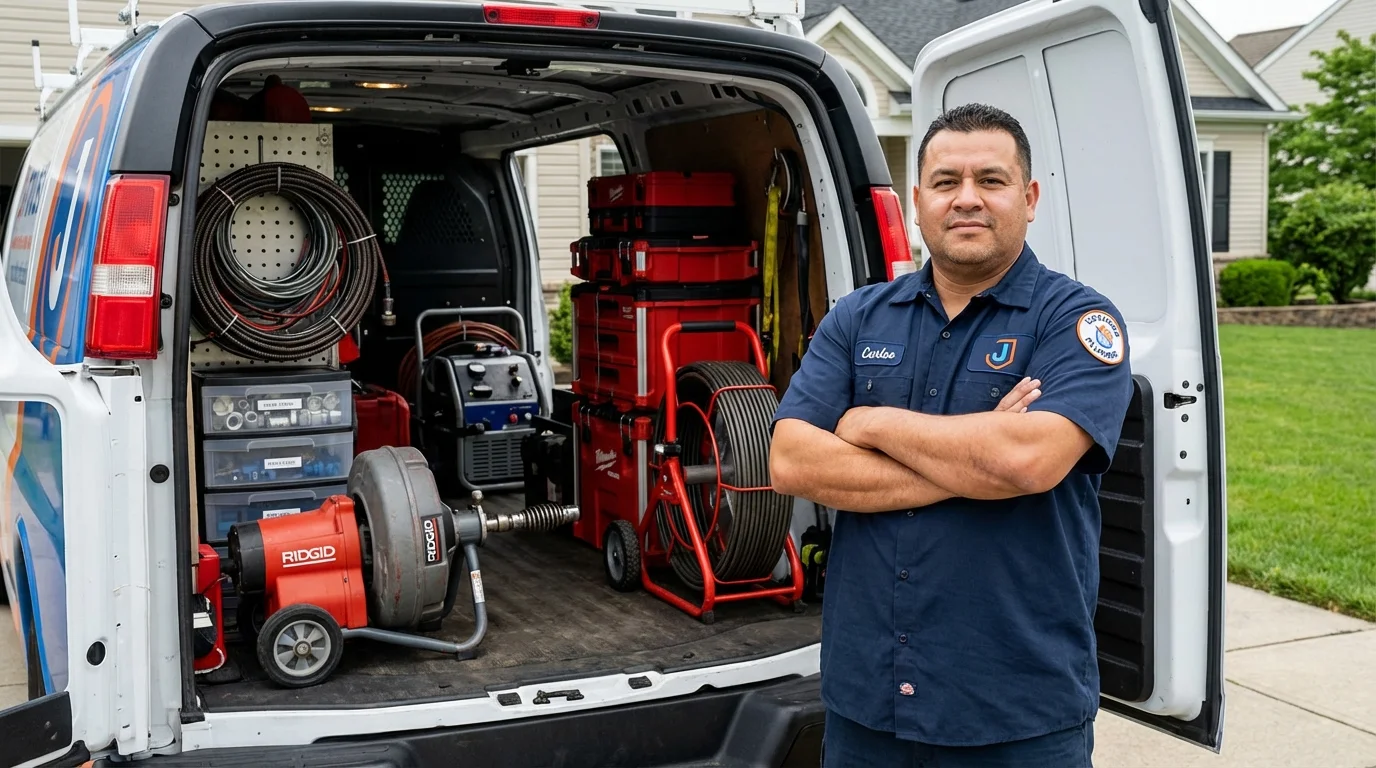 Professional drain cleaning equipment and Johns Plumbing LLC plumber in Harrisburg